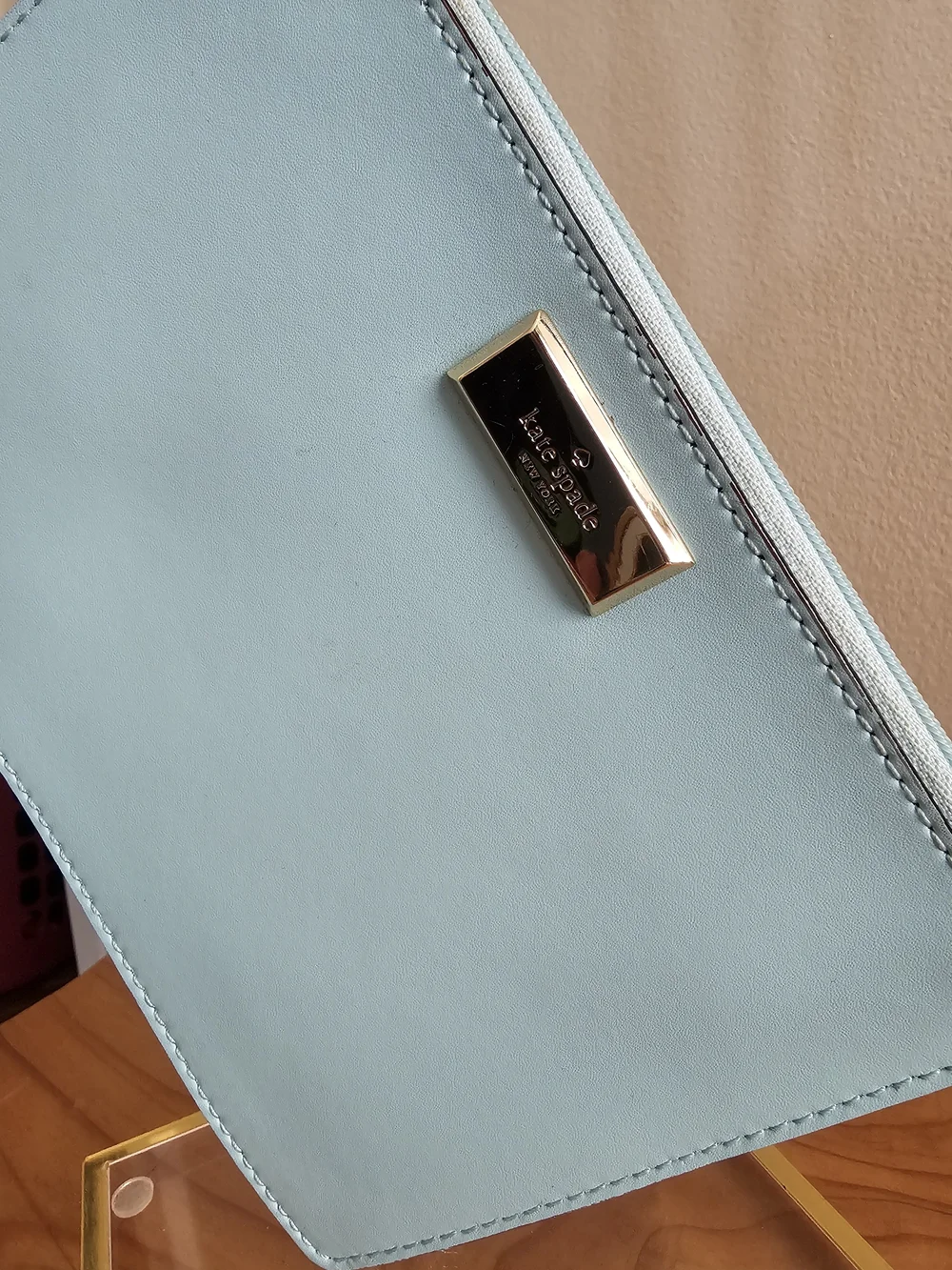 kate spade Light Aqua Leather Wristlet Clutch